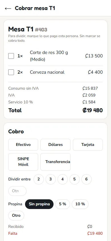 Pantalla: Si usted cobra